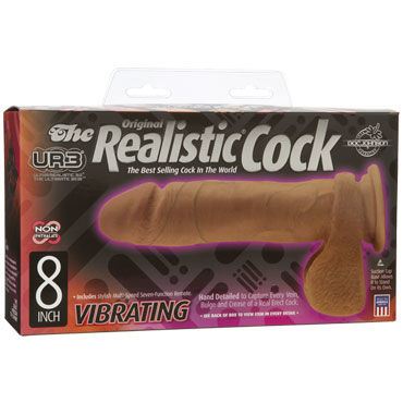 Doc Johnson Realistic Cocks 20 см, коричневый - Вибратор реалистичной формы - купить в секс шопе Doc Johnson Realistic Cocks 20 см, коричневый - Вибратор реалистичной формы - купить в секс шопе