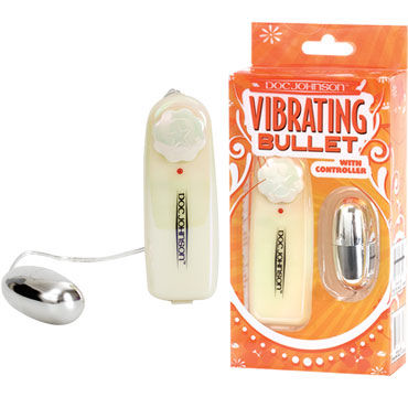 Doc Johnson Vibrating Bullet, серебристое, Виброяйцо с пультом управления Doc Johnson Vibrating Bullet, серебристое, Виброяйцо с пультом управления