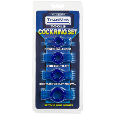 Doc Johnson TitanMen Cock Ring Set, синий - Набор колец - купить в секс шопе Doc Johnson TitanMen Cock Ring Set, синий - Набор колец - купить в секс шопе
