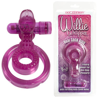 Doc Johnson Willie Wrapper, фиолетовое, Виброкольцо с петлей для мошонки Doc Johnson Willie Wrapper, фиолетовое, Виброкольцо с петлей для мошонки
