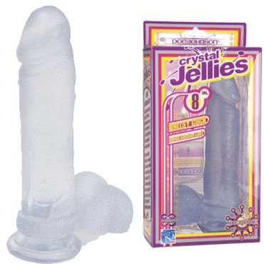 Doc Johnson Crystal Jellies Ballsy Cock, прозрачный, Реалистичный фаллоимитатор на присоске Doc Johnson Crystal Jellies Ballsy Cock, прозрачный, Реалистичный фаллоимитатор на присоске