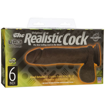 Doc Johnson Realistic Cock 15 см, коричневый - Реалистичный фаллоимитатор на присоске - купить в секс шопе Doc Johnson Realistic Cock 15 см, коричневый - Реалистичный фаллоимитатор на присоске - купить в секс шопе