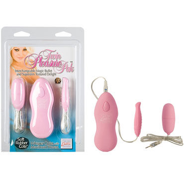California Exotic Twin Pleasure Pak Bullets, розовые, Два сменных виброяйца California Exotic Twin Pleasure Pak Bullets, розовые, Два сменных виброяйца