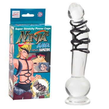 California Exotic Ninja Power Cages, черная, Супер-тянущаяся черная утяжка на пенис California Exotic Ninja Power Cages, черная, Супер-тянущаяся черная утяжка на пенис
