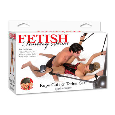 Pipedream Rope Cuff and Tether Set, Комплект для бондажа Pipedream Rope Cuff and Tether Set, Комплект для бондажа
