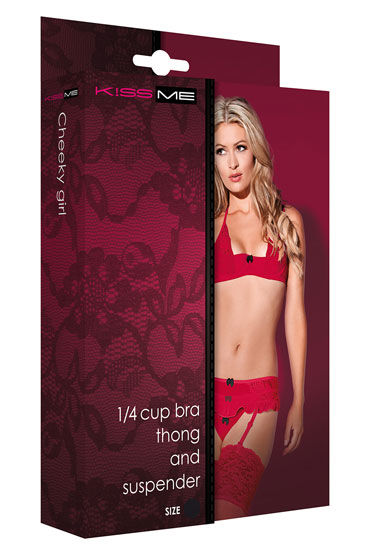 Kiss Me Cheeky Girl, красный - Бра, пояс и стринги - купить в секс шопе Kiss Me Cheeky Girl, красный - Бра, пояс и стринги - купить в секс шопе