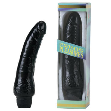Seven Creations Penetrating Pleasures Vinyl P-Shape, черный, Реалистичный вибратор с набухшими венками Seven Creations Penetrating Pleasures Vinyl P-Shape, черный, Реалистичный вибратор с набухшими венками