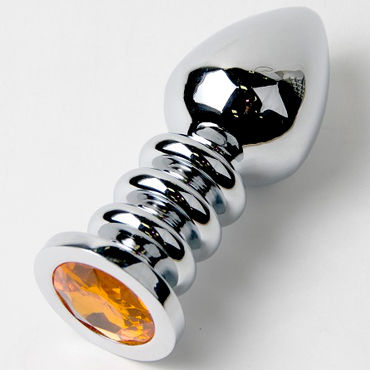 Anal Jewelry Plug Large Silver, оранжевый, Большая анальная пробка с кристаллом Anal Jewelry Plug Large Silver, оранжевый, Большая анальная пробка с кристаллом