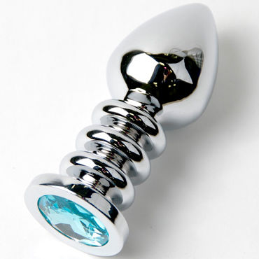 Anal Jewelry Plug Large Silver, светло-голубой, Большая анальная пробка с кристаллом Anal Jewelry Plug Large Silver, светло-голубой, Большая анальная пробка с кристаллом