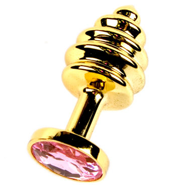Anal Jewelry Plug Small Gold, розовый, Маленькая анальная пробка с кристаллом Anal Jewelry Plug Small Gold, розовый, Маленькая анальная пробка с кристаллом