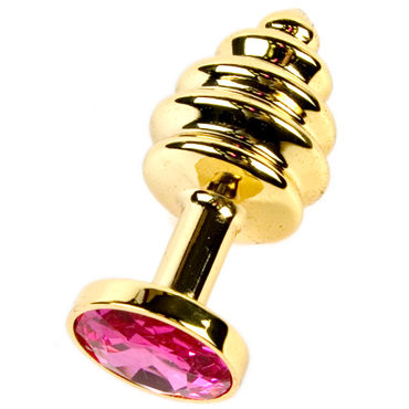 Anal Jewelry Plug Small Gold, рубиновый, Маленькая анальная пробка с кристаллом Anal Jewelry Plug Small Gold, рубиновый, Маленькая анальная пробка с кристаллом