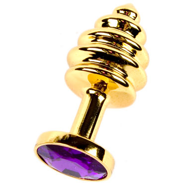 Anal Jewelry Plug Small Gold, фиолетовый, Маленькая анальная пробка с кристаллом Anal Jewelry Plug Small Gold, фиолетовый, Маленькая анальная пробка с кристаллом