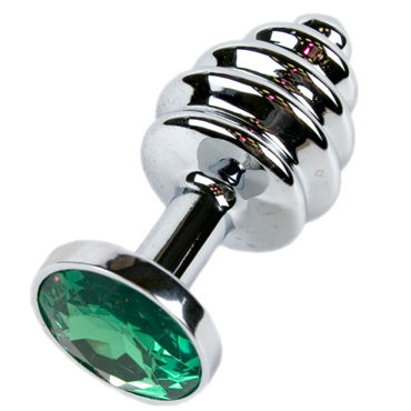 Anal Jewelry Plug Small Silver, зеленый, Маленькая анальная пробка с кристаллом Anal Jewelry Plug Small Silver, зеленый, Маленькая анальная пробка с кристаллом