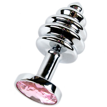 Anal Jewelry Plug Small Silver, розовый, Маленькая анальная пробка с кристаллом Anal Jewelry Plug Small Silver, розовый, Маленькая анальная пробка с кристаллом