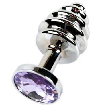 Anal Jewelry Plug Small Silver, сиреневый, Маленькая анальная пробка с кристаллом Anal Jewelry Plug Small Silver, сиреневый, Маленькая анальная пробка с кристаллом