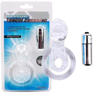 Chisa Tongue Cockring, прозрачный, Эрекционное кольцо с вибрацией Chisa Tongue Cockring, прозрачный, Эрекционное кольцо с вибрацией