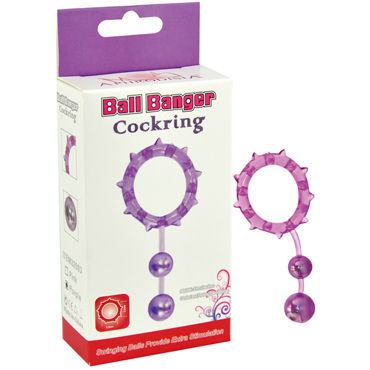 Howells Ball Banger Cock Ring, фиолетовое, Кольцо с 2 утяжеляющими шариками Howells Ball Banger Cock Ring, фиолетовое, Кольцо с 2 утяжеляющими шариками