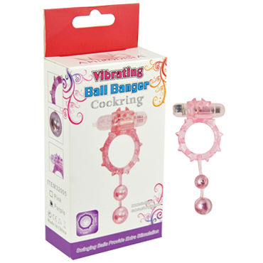 Howells Ball Banger Cock Ring, розовый, Виброкольцо с 2 утяжеляющими шариками Howells Ball Banger Cock Ring, розовый, Виброкольцо с 2 утяжеляющими шариками