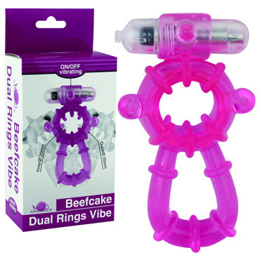 Howells Beefcake Dual Rings Vibe, фиолетовый, Виброкольцо на пенис и мошонку Howells Beefcake Dual Rings Vibe, фиолетовый, Виброкольцо на пенис и мошонку