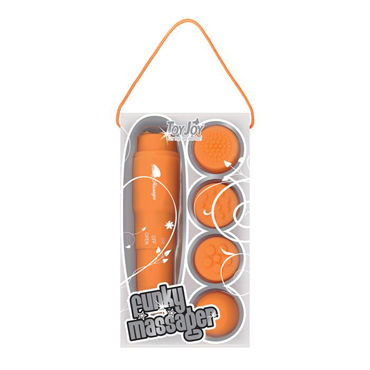 Toy Joy Funky Massager, оранжевый, Виброракета со сменными насадками Toy Joy Funky Massager, оранжевый, Виброракета со сменными насадками