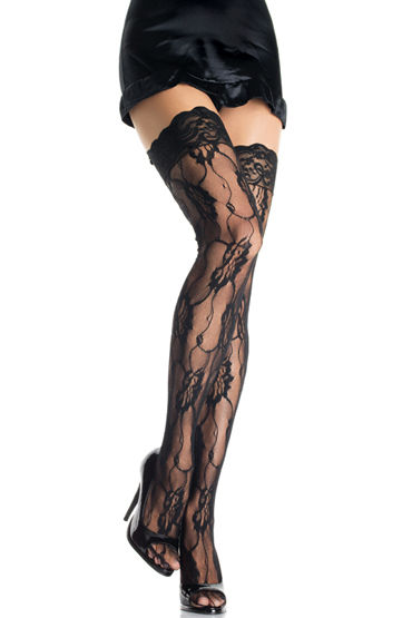 Leg Avenue чулки, белые, С цветочным орнаментом Leg Avenue чулки, белые, С цветочным орнаментом