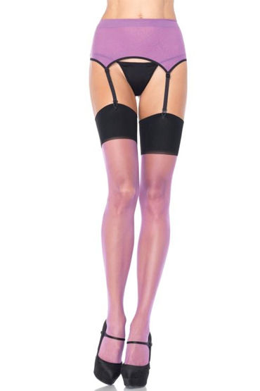 Leg Avenue комплект, фиолетовый, Классические чулки и широкий пояс Leg Avenue комплект, фиолетовый, Классические чулки и широкий пояс