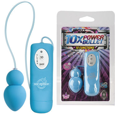 Doc Johnson 10X Power Bullet, голубое, Виброяйцо, 10 функций Doc Johnson 10X Power Bullet, голубое, Виброяйцо, 10 функций