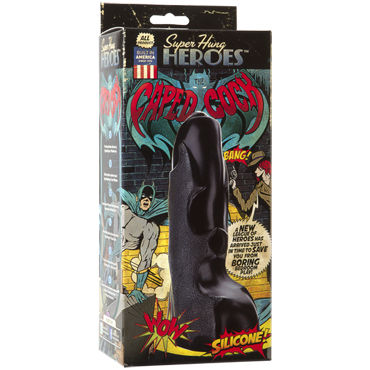Doc Johnson Super Hung Heroes The Caped Cock - Фаллоимитатор с рельефным стволом - купить в секс шопе Doc Johnson Super Hung Heroes The Caped Cock - Фаллоимитатор с рельефным стволом - купить в секс шопе