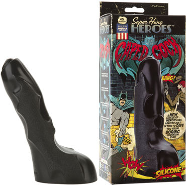 Doc Johnson Super Hung Heroes The Caped Cock, Фаллоимитатор с рельефным стволом Doc Johnson Super Hung Heroes The Caped Cock, Фаллоимитатор с рельефным стволом