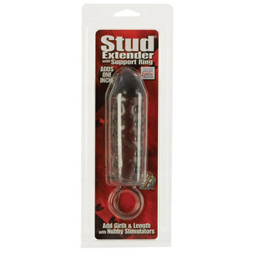 California Exotic Stud Extenders With Support Ring, черная - Насадка на пенис с петлёй для мошонки - купить в секс шопе California Exotic Stud Extenders With Support Ring, черная - Насадка на пенис с петлёй для мошонки - купить в секс шопе