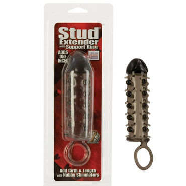 California Exotic Stud Extenders With Support Ring, черная, Насадка на пенис с петлёй для мошонки California Exotic Stud Extenders With Support Ring, черная, Насадка на пенис с петлёй для мошонки