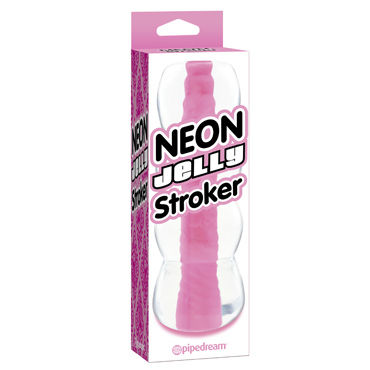 Pipedream Neon Jelly Stroker, розовый, Компактный мастурбатор с неоновым тоннелем Pipedream Neon Jelly Stroker, розовый, Компактный мастурбатор с неоновым тоннелем