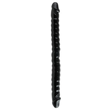 Pipedream Basix Rubber Works Ribbed Double Dong 45см, черный, Двусторонний реалистичный фаллоимитатор Pipedream Basix Rubber Works Ribbed Double Dong 45см, черный, Двусторонний реалистичный фаллоимитатор