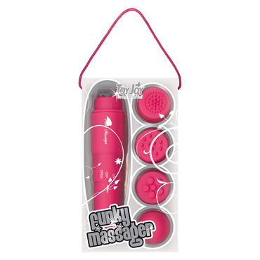 Toy Joy Funky Massager, розовый, Виброракета со сменными насадками Toy Joy Funky Massager, розовый, Виброракета со сменными насадками