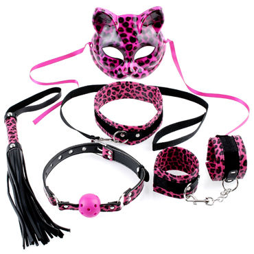 Pipedream Fetish Fantasy Kinky Kitty Kit, Набор для бондажа леопардовой расцветки, с маской кошечки Pipedream Fetish Fantasy Kinky Kitty Kit, Набор для бондажа леопардовой расцветки, с маской кошечки