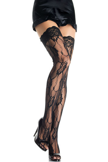 Leg Avenue чулки, С изящным цветочным орнаментом Leg Avenue чулки, С изящным цветочным орнаментом