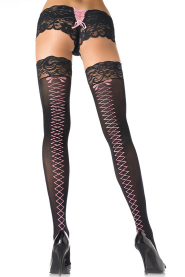 Leg Avenue чулки, С узором в виде шнуровки Leg Avenue чулки, С узором в виде шнуровки
