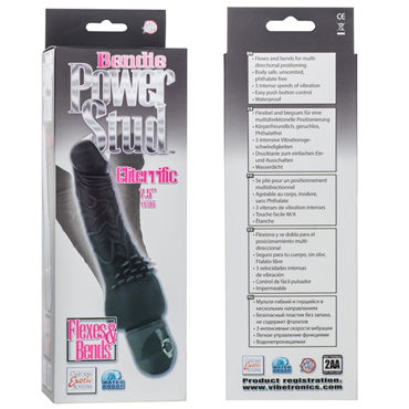 California Exotic Bendie Power Stud Cliteriffic, черный - Вибратор-реалистик с щеточкой для клитора - купить в секс шопе California Exotic Bendie Power Stud Cliteriffic, черный - Вибратор-реалистик с щеточкой для клитора - купить в секс шопе