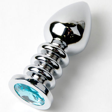 Anal Jewelry Plug Medium Silver, светло-голубой, Средняя анальная пробка с кристаллом Anal Jewelry Plug Medium Silver, светло-голубой, Средняя анальная пробка с кристаллом