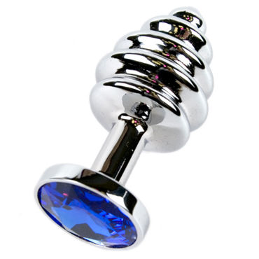 Anal Jewelry Plug Small Silver, синий, Маленькая анальная пробка с кристаллом Anal Jewelry Plug Small Silver, синий, Маленькая анальная пробка с кристаллом