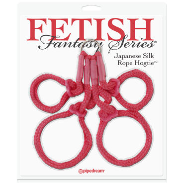 Pipedream Fetish Fantasy Series Japanese Silk Rope Hogtie, красный, Бандаж на руки и ноги Pipedream Fetish Fantasy Series Japanese Silk Rope Hogtie, красный, Бандаж на руки и ноги