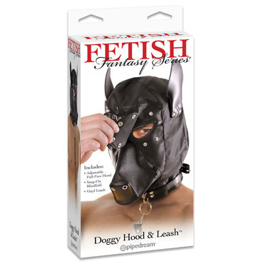 Pipedream Doggie Hood and Leash, Маска на лицо с поводком Pipedream Doggie Hood and Leash, Маска на лицо с поводком