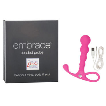California Exotic Embrace Beaded Probes, розовый, Эргономичный анальный вибромассажер California Exotic Embrace Beaded Probes, розовый, Эргономичный анальный вибромассажер