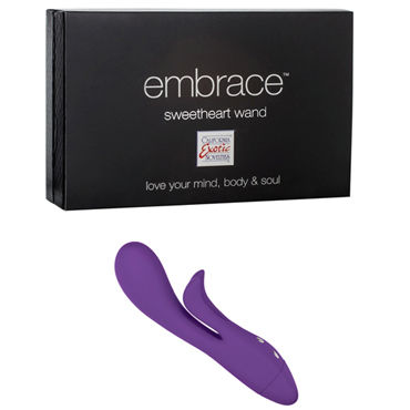 California Exotic Embrace Sweetheart Wands, фиолетовый, Гибкий эргономичный вибратор с клиторальным отростком California Exotic Embrace Sweetheart Wands, фиолетовый, Гибкий эргономичный вибратор с клиторальным отростком