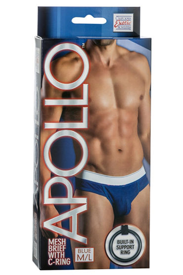 California Exotic Apollo Mesh Brief with C-Ring, синие, Мужские трусы с эрекционным кольцом California Exotic Apollo Mesh Brief with C-Ring, синие, Мужские трусы с эрекционным кольцом