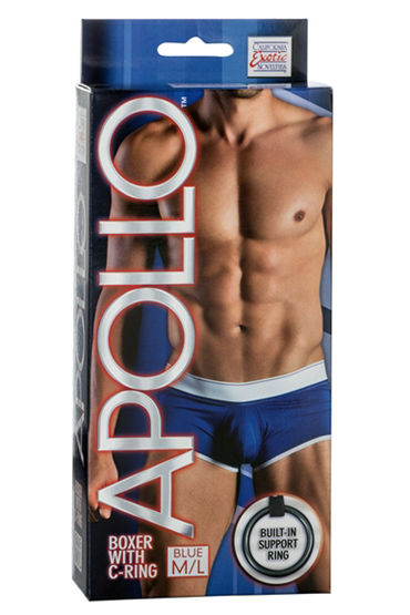 California Exotic Apollo Boxer with C-Ring, синие, Мужские трусы с эрекционным кольцом California Exotic Apollo Boxer with C-Ring, синие, Мужские трусы с эрекционным кольцом