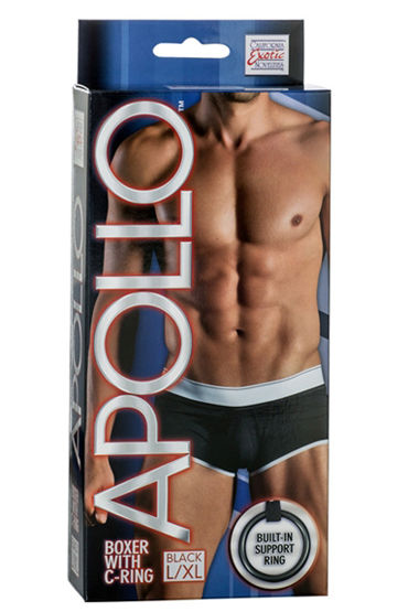 California Exotic Apollo Boxer with C-Ring, черные, Мужские трусы с эрекционным кольцом California Exotic Apollo Boxer with C-Ring, черные, Мужские трусы с эрекционным кольцом