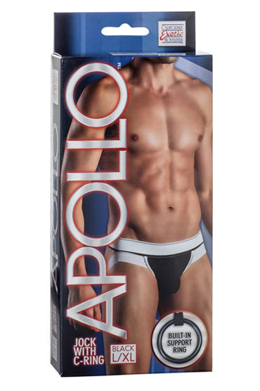 California Exotic Apollo Jock with C-Ring, черные, Мужские трусы-джоки с эрекционным кольцом California Exotic Apollo Jock with C-Ring, черные, Мужские трусы-джоки с эрекционным кольцом