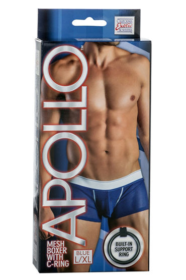 California Exotic Apollo Mesh Boxer with C-Ring, синие, Мужские трусы с эрекционным кольцом California Exotic Apollo Mesh Boxer with C-Ring, синие, Мужские трусы с эрекционным кольцом