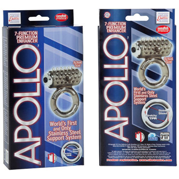 California Exotic Apollo Premium Enhancers, серое - Эрекционное кольцо с вибрацией - купить в секс шопе California Exotic Apollo Premium Enhancers, серое - Эрекционное кольцо с вибрацией - купить в секс шопе